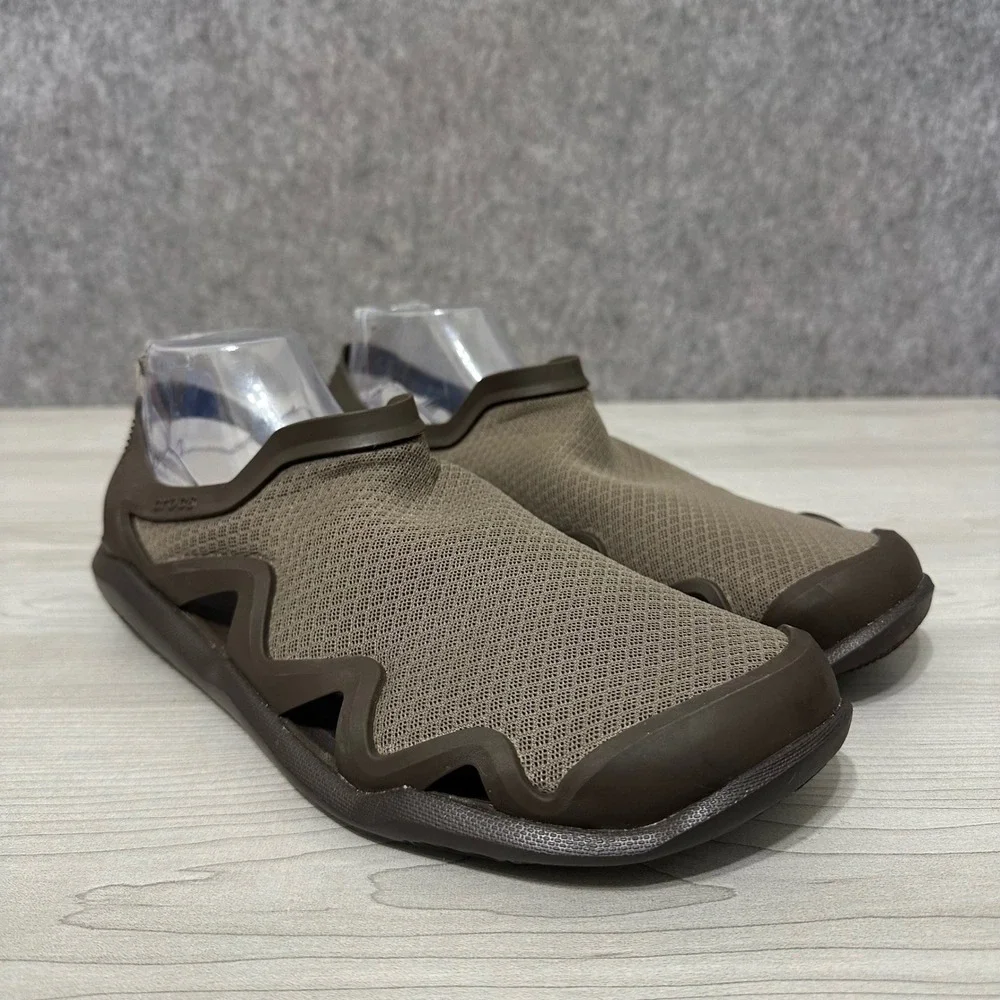 Crocs Swiftwater Mesh Wave Sandals Mens 11 Brown Water Shoes Slip On Comfort